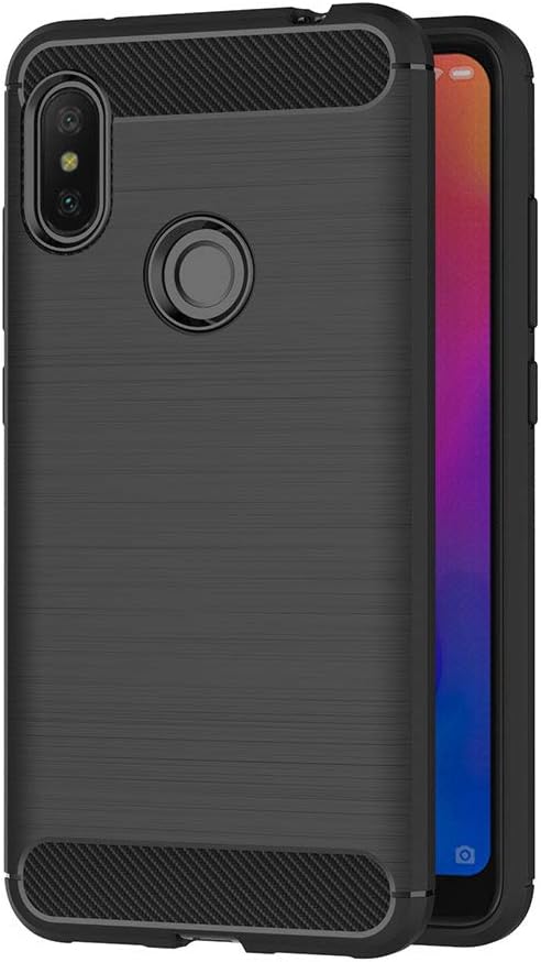 AICEK Compatible for Xiaomi Redmi Note 6 Pro Case, Black Silicone Cover for Redmi Note 6 Pro Bumper Covers for Redmi Note 6 Pro Black Carbon Fiber Case (6.26 inch)