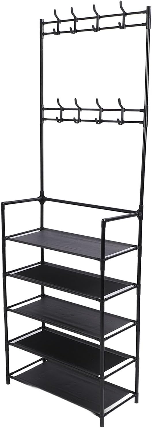 Cover of Shoes, Ample Stable Metal Powder Space of 5 Levels Storage Shoes for Entry for the Entrance (Black)