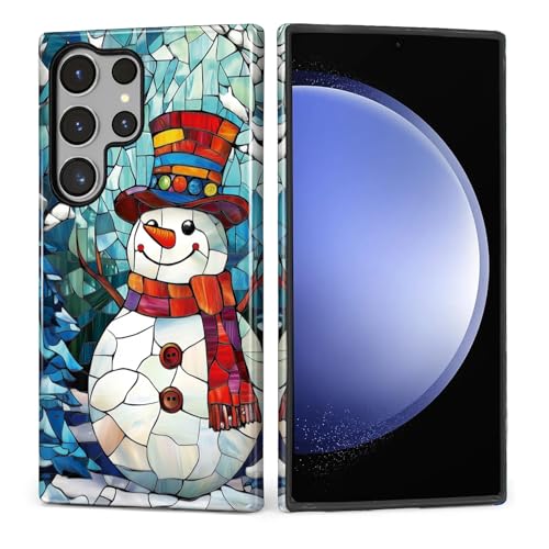 TAMEFOX Case for Samsung Galaxy S24 Ultra,Anti Drop Scratch Frosted Protective Cover Case for Women Girl-Gorgeous Winter Christmas Snowman - image 3