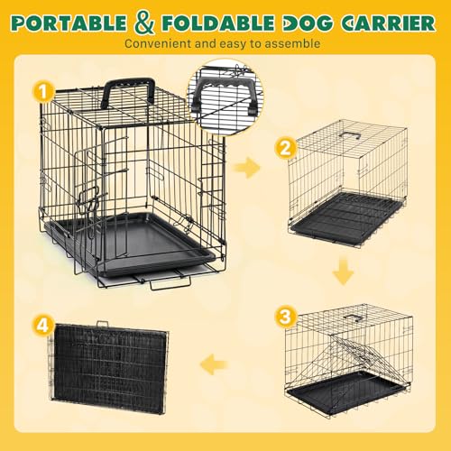 Image of Dog Crate - 18 Inch Small Single Door Portable Puppy Dog Cage, Metal Wire Pet Kennel with Secure Lock, Leak-Proof Pan Tray, Foldable Design for Small Dogs Indoor Training and Outdoor Travel
