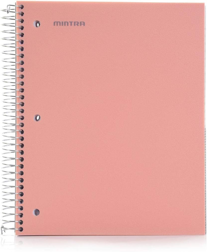 Mintra Office Durable Spiral Notebooks, 5 Subject 3pk (Lavender/Salmon/Sage Wide Ruled)