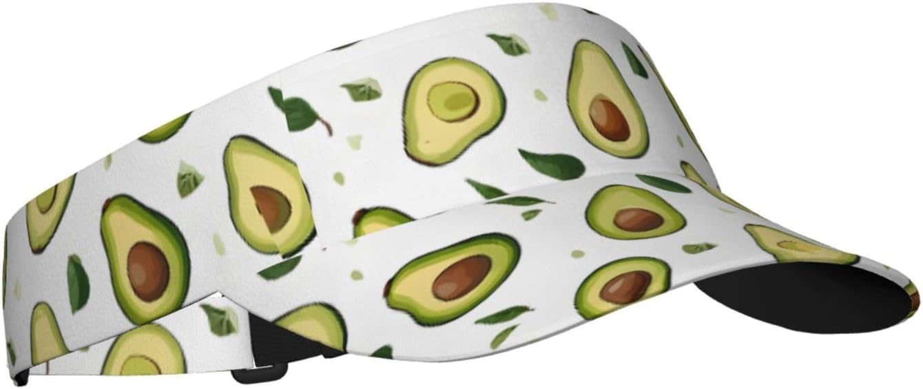 (Avocado) Adult Sun Visor Hat Adjustable Open Top Sports Cap Breathable for Men Women Beach Vacation Essentials Black