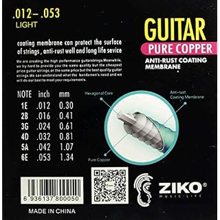 Jeu de cordes ZIKO DR-012 pour guitare acoustique Calibre 012-053 COBRE PURO. – Image 5