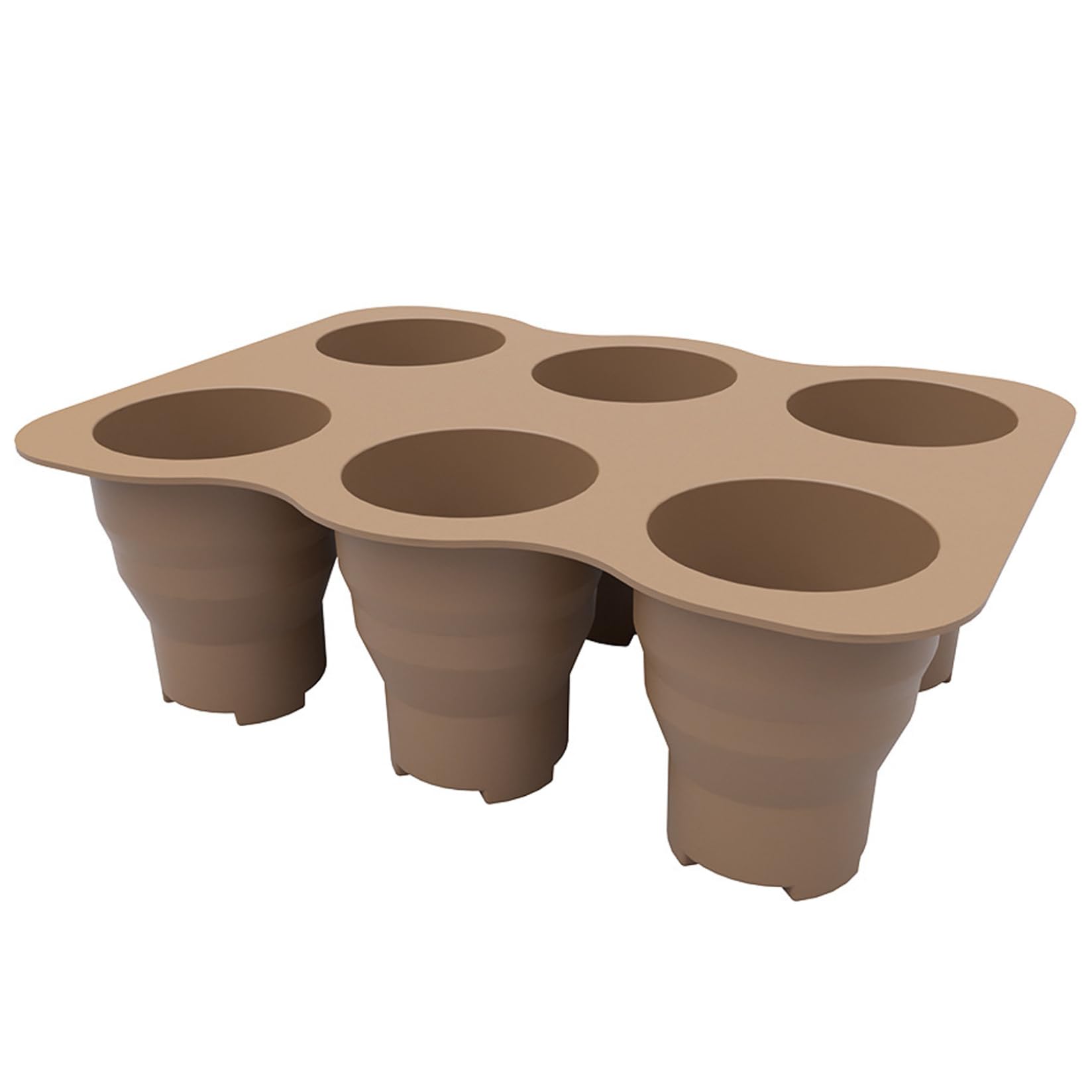 Monwssoe Germination Trays, Seedling Tray, 6-Cell Foldable Reusable Seed Starter Tray with Drainage Holes, Food-Grade Soft Silicone, Space-Saving Brown Plant Nursery Trays for Indoor Gardening