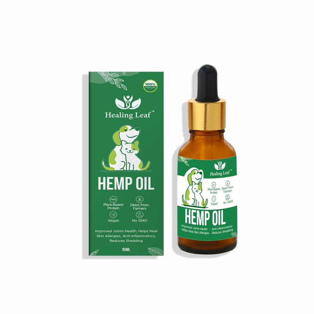 Healing Leaf Hemp Seed Oil Dogs Cats Anxiety Pain Relief Stress Calming, 90ml - Anti Inflammatory Pet Joints Massage Oil - Skin, Coat Health Care (B0BCX1PTM8) Amazon Price History, Amazon Price Tracker