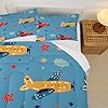 lneffble Kids Aeroplane Comforte Set Twin，Blue Airplane Bedding for Boys，Cute Star Quilt Pattern，Cute Bedroom Decor for Kids，1 Comforter 2 Pillow Cases #2