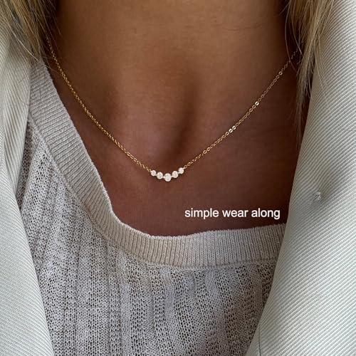 Layered Necklaces for Women,Dainty 14k Gold Plated Choker Necklace Stack Trendy Simple Diamond Pendant Necklace Set for Women Non Tarnish Cute Layering Cubic Zirconia Necklace Fashion Waterproof Jewelry for Women4