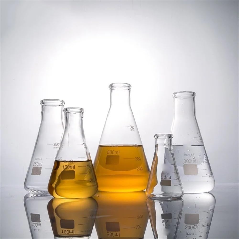 Equipos y suministros de laboratorio Matraz Erlenmeyer de 1000 ml y matraz triangular cónico cuello estrecho vidrio borosilicato 3. 1 l. Equipo laboratorio