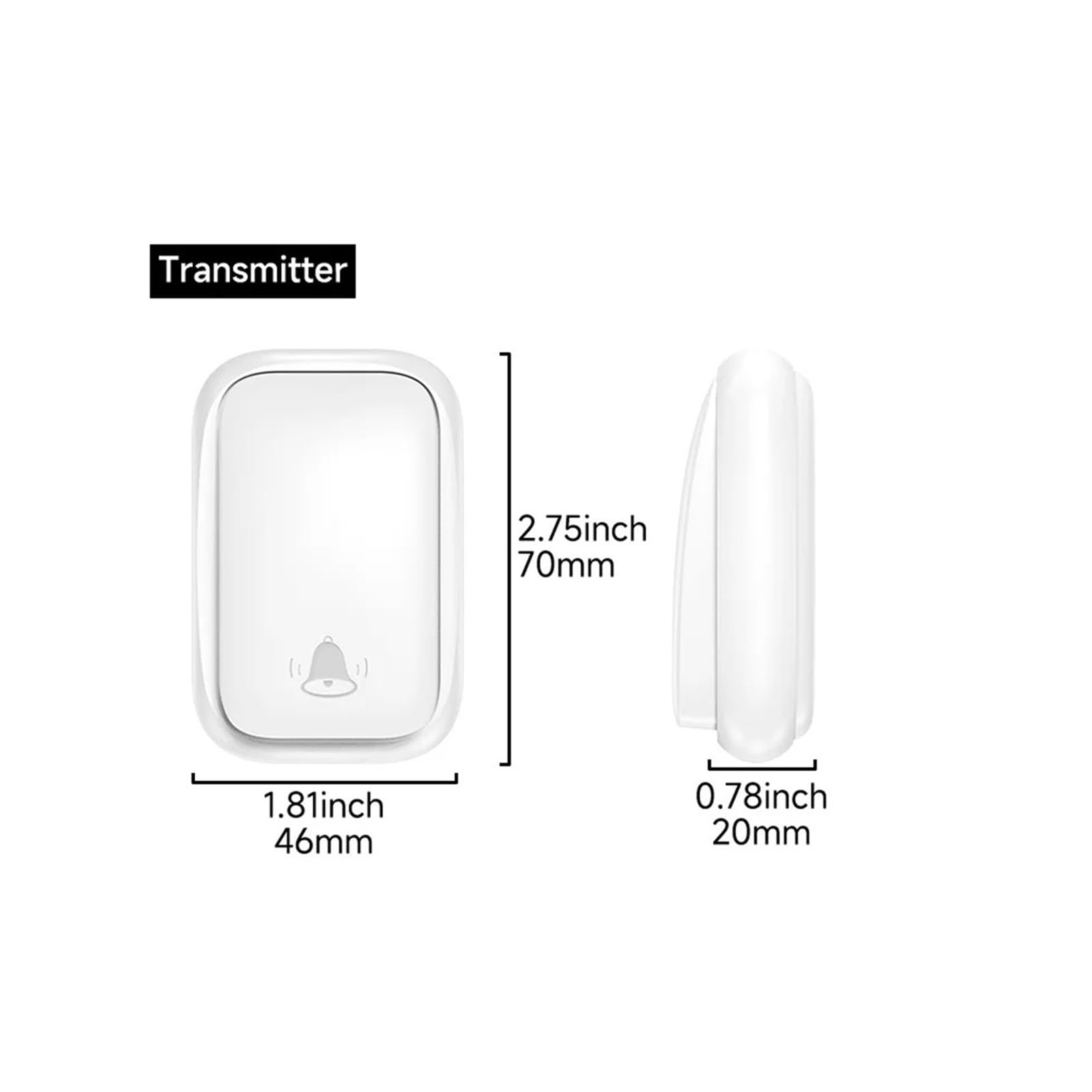 Sonnette sans fil cinétique autogénératrice(White 1 key 3 bells,EU Plug)