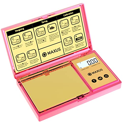 Maxus Digital Gram Scale With 200G X 0.01G Capacity, Stylish Pink Plated Shining Cover And Platform, Mini Pocket Scale For Food And Jewelry #TOP7