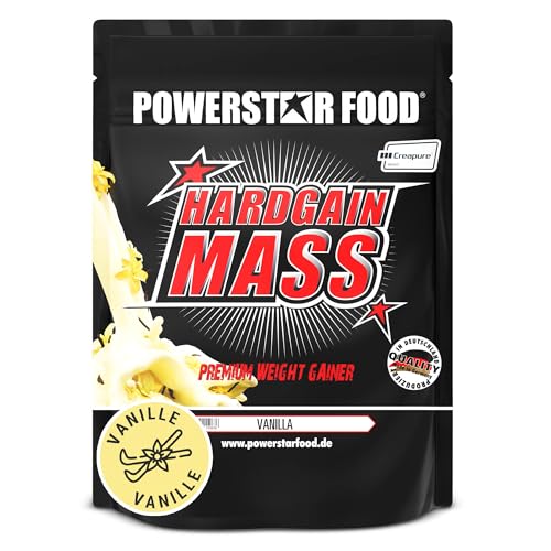 Powerstar HARDGAIN MASS 1600g | GAIN DE POIDS avec créatine & sans ajout de sucre | Masse, force & développement musculaire rapide | Fabrication allemande | Shake pour prise de masse | Vanille