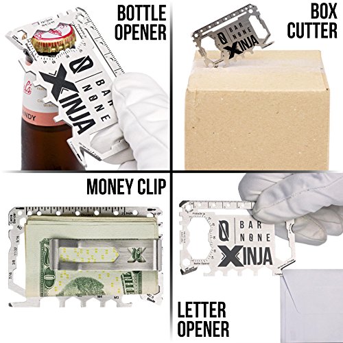50 In 1 Credit Card Multitool Wallet Multi Tool Money Clip Clips Xtreme Ninja Edc Gerber Leatherman Knives Utility Knife Slim Wallets Minimalist Survival Everyday Carry | Bar None Xinja, Stainless #TOP3