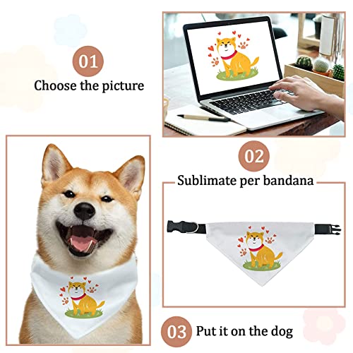 URROMA 4 Pieces White Dog DIY Pet Bandana, Pet Sublimation Blank Bandana Collar Adjustable Buckle Dog Triangle Collar for Dogs Pets XL - Image 4
