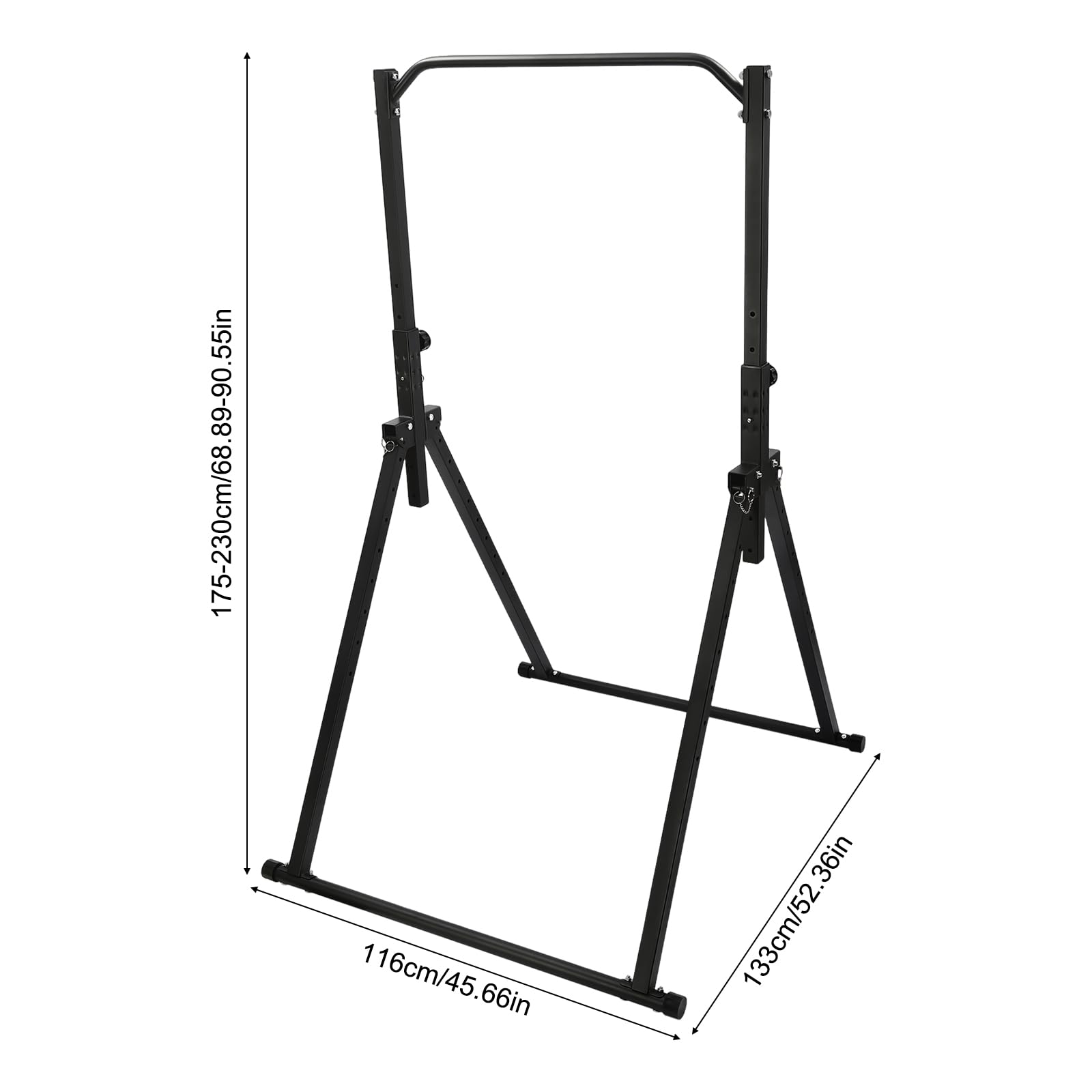Foldable Pull Up Bar, 5.74-7.55ft Adjustable Height Pull Up Bar Dip Station, 440.92lbs Carbon Steel PulL Up Bar for Home GYM Strength Training Equipment (Black - Pull Up Bar)