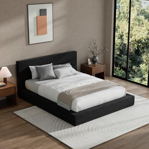 Image of RECCI AirFrame King Size Bed Frame with Headboard, Cloud Upholstered Platform Bed Frame, 5 Inch Foam Cushioned, No Box Spring, Easy Assembly(Onyx Black)