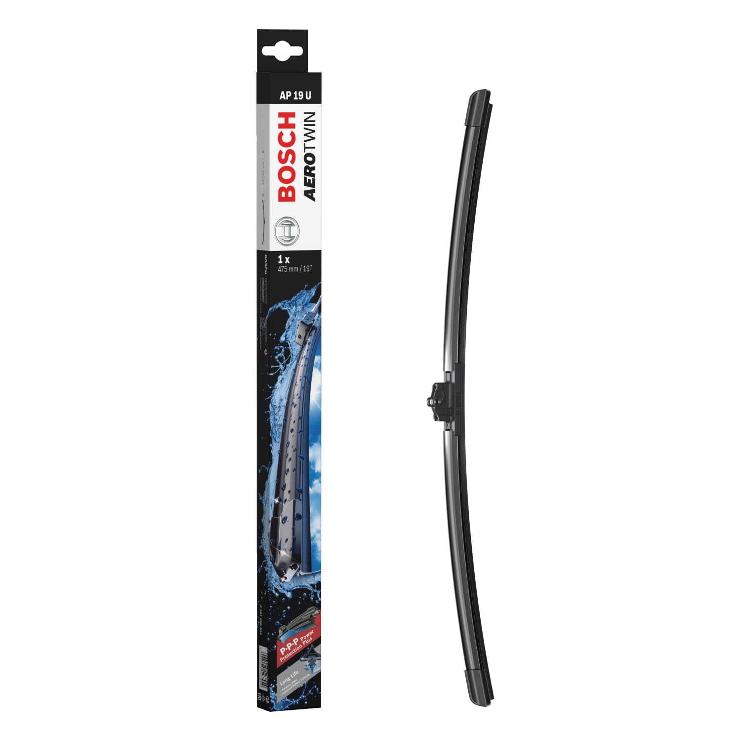 Bosch Aerotwin AP 19 U - Front Windscreen Wiper - Replacement Blade - Comes with Modular Adapters - 1 Blade, 475mm