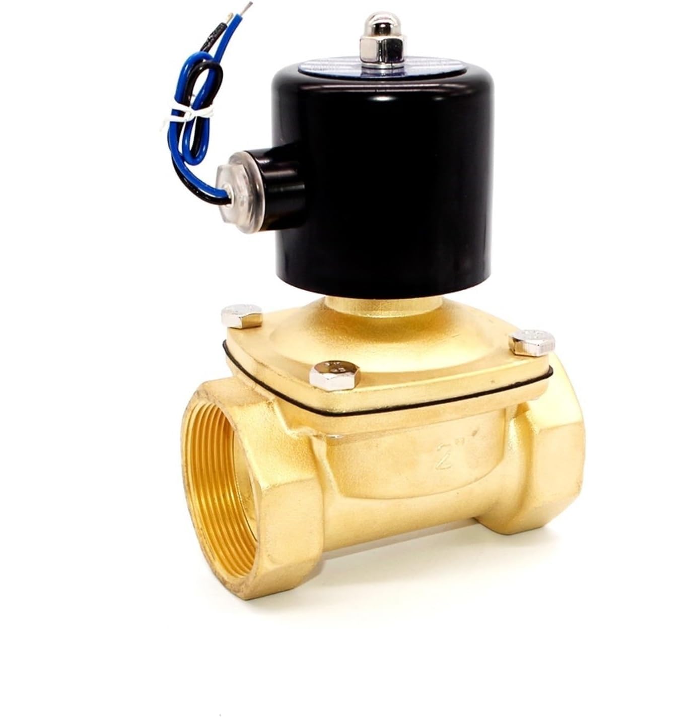 Válvula solenoide de agua de latón de 2 pulgadas DN50 2W-500-50 NPT G - Sello NBR de alta temperatura normalmente cerrado for control de fluidos(AC120V)