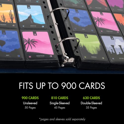 Image of Vault X Large Ring Binder, 900 Cards, fits 9 Pocket Pages, Exo-Tec Material, 3 D-Ring Folder, for Trading Cards (Blue)