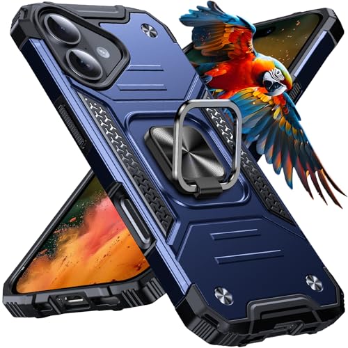 Image of Anqrp Heavy Duty Case for iPhone 17 Case with Enhanced Ring Holder Grip Stand, Military Grade Shockproof Rugged Drop Protective Silicone Hard Slim iPhone 17 Phone Case Cover,Vivid Blue