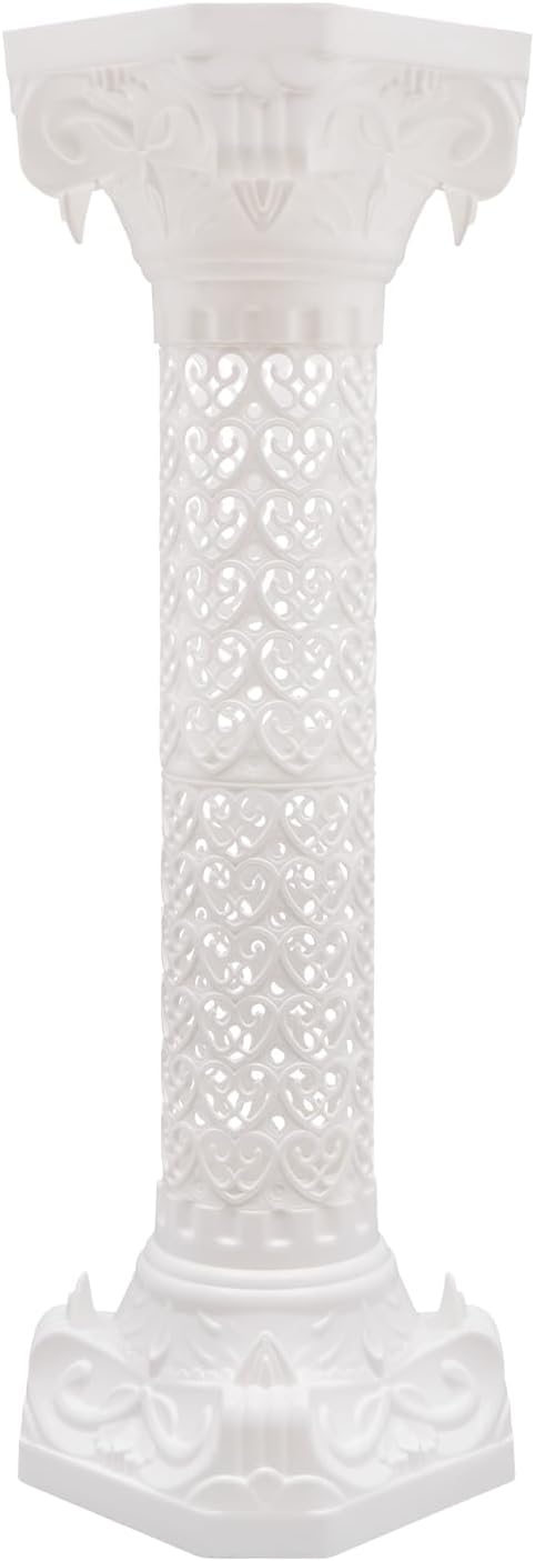 White Elegant Wedding Roman Decorative Column Set Roman Pillars Decoration Party Flower Pot Columns Decor Pedstal Stand Flower Floral Wedding Party Event Road Decorative Columns (34.65",4Pcs,Style 3)