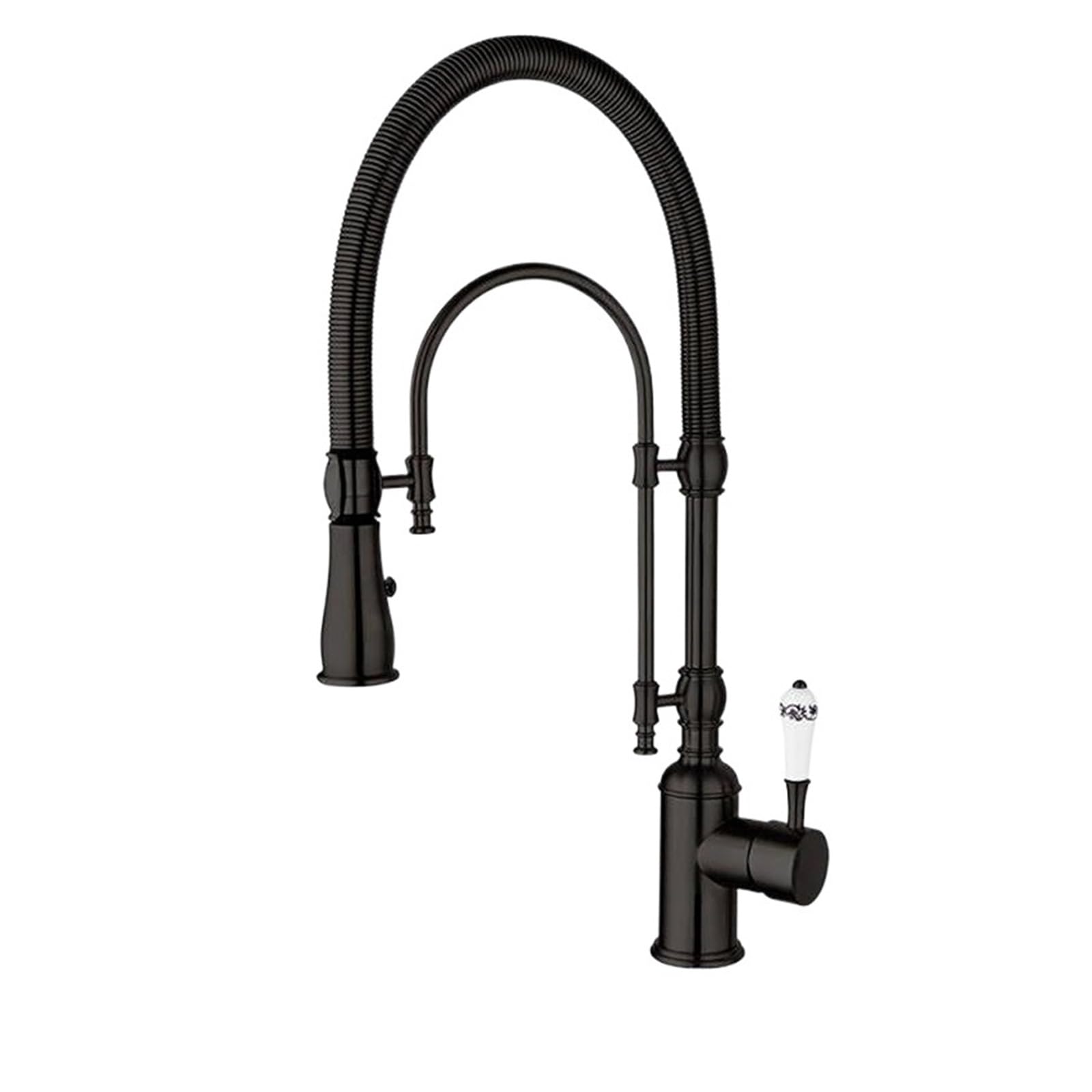 CZYWKDDPP Kitchen Tap, Faucet Pull Down, Hot& Cold Mixer Crane Water Dual Hole Faucet(Nero)