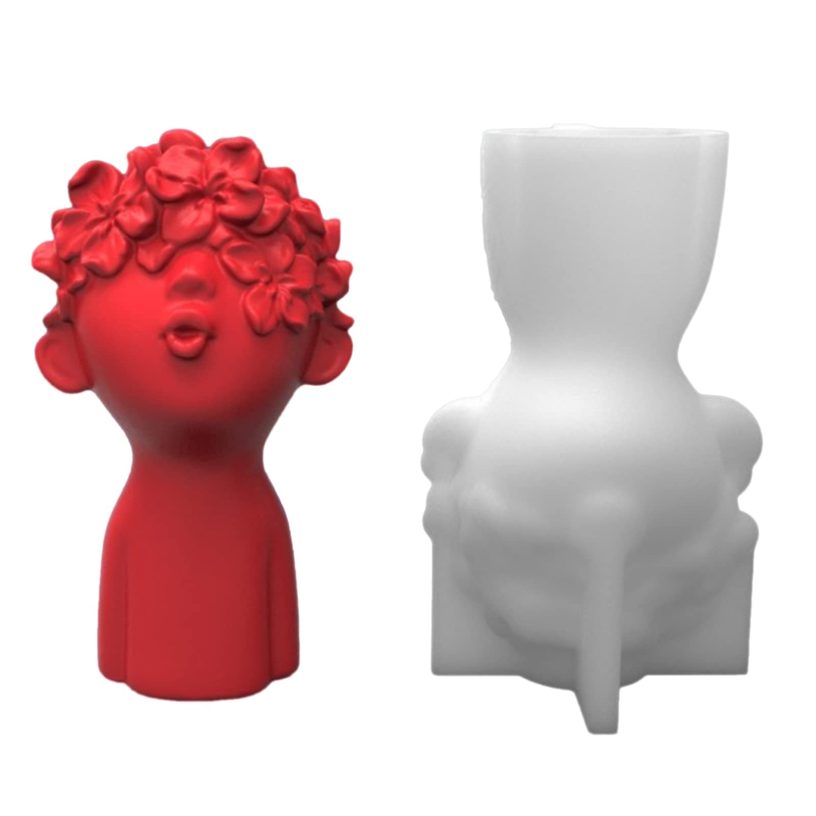 NEWFT Scented Candle Resin Mold for Candle Making 3D Pout Doll Silicone Mold for Plaster Resin Mould Crafts