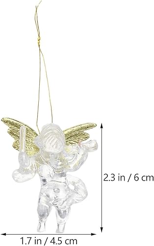 Miniatura 2 de LUOZZY 24 adornos de ángel de Navidad, ángel transparente con alas doradas, colgante de árbol de Navidad, decoración colgante de Navidad