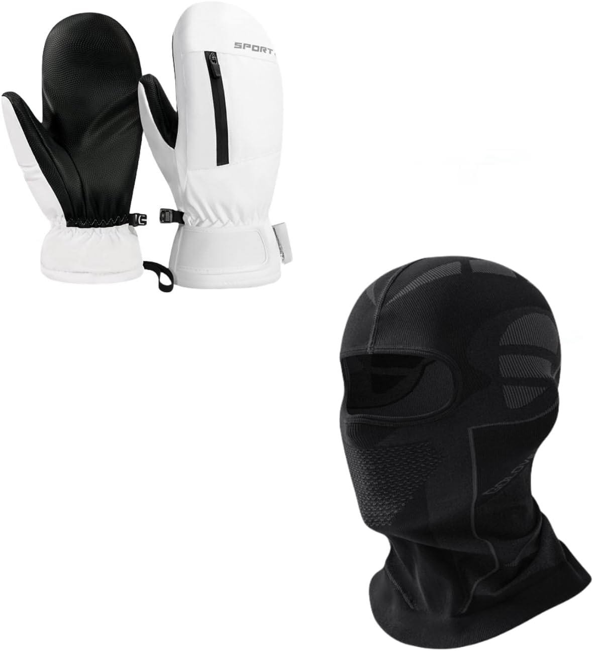 Waterproof Ski Mittens with Inside Glove Liners for Women Men Youth Cold Weather Snow Gloves Trip Winter Gloves + Balaclava Full Face Ski Mask Motorcycle Cycling Helmet Mask