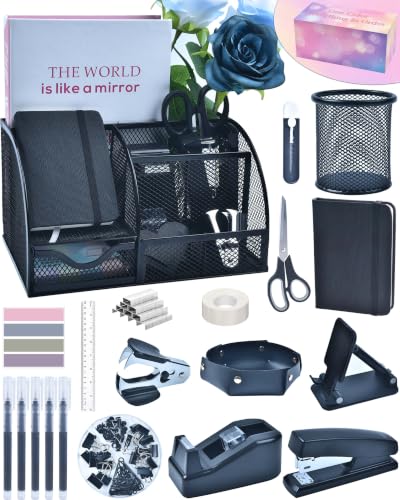 Black Desk Accessories 23-Piece Office Supplies Gift Set
