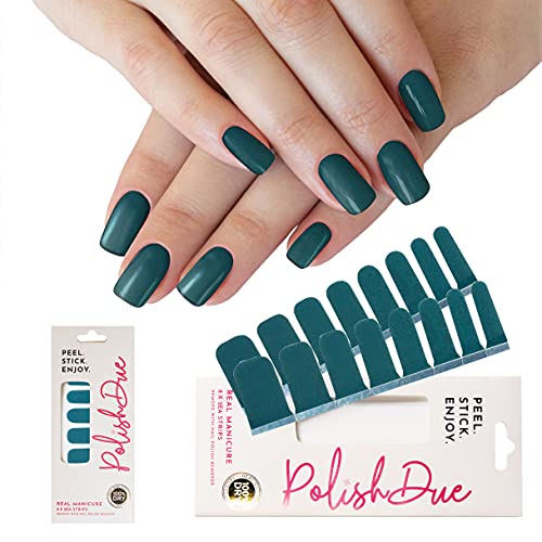 Polish Due nails | Stretchable Real Nail Polish Strips| Gloss Solid Color, Ombre , French, Pattern, Glitter Finish 16Pcs | Includes Nail Wipe, Nail File, Instructional Brochure 16Pcs((New Beginnings)