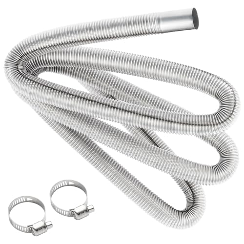 Dorglix Auspuff, 200 cm Abgasschlauch für Stromerzeuger, Abgasrohr Standheizung, Auto Edelstahl Auspuffrohr, Abgasrohrleitungen mit Zwei Edelstahlklammern, für Kraftstofftank Diesel Heizung