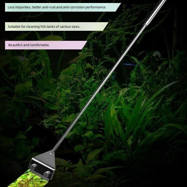 Image of VAYINATO Stainless Steel 45cm Long Handle Algae Scrapper with Stainless Steel Blade for Aquarium Fish Tank by Petzlifeworld