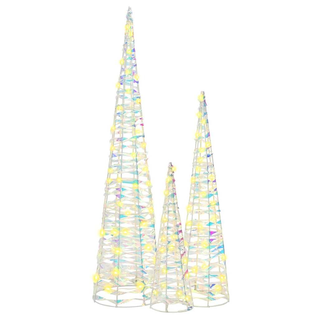 vidaXL Weihnachtsbaum 3 STK. Warmweiß 20 x 20 x 80 cm PET 90 LEDs