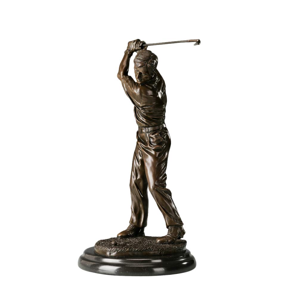 Brązowa statuetka golfisty rzeźba sportowa dekoracja biura domowego duża 43 cm H