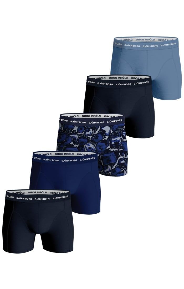 Björn Borg Men's Blue, Navy, Print Bjorn Borg Cotton Stretch Boxer 5P