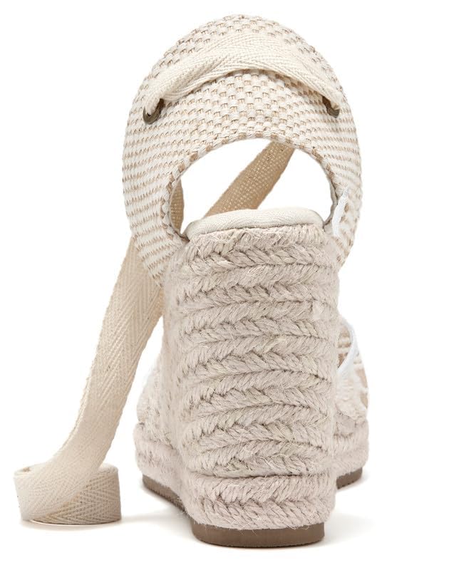 Image of Womens Espadrille Wedge Sandals Closed Toe Platform Lace Up Ankle Strap Slingback Summer Dress Shoes