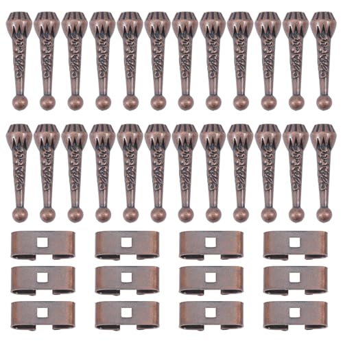 CHGCRAFT 36pcs 2 Style Bolo Tie Findings Kit Alloy Cord Ends Bolo Tie Slide Bolo Tie Slides Clasp Replacement Accessories Red Copper for DIY Crafts Clothes Decor, 1.3x0.4inch