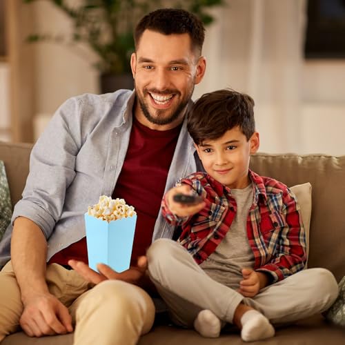Image of 50 Pcs Light Blue Popcorn Boxes Mini Paper Popcorn Box Cardboard for Party Disposable Snack Candy Holder for Movie Nights Birthday Wedding (Light blue)