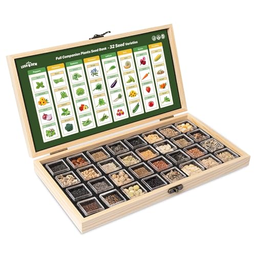 Lush&Dew Full Companion Plants Seed Bank, Gardening Gifts, 32 Varieties Non-GMO Heirloom Seeds for...