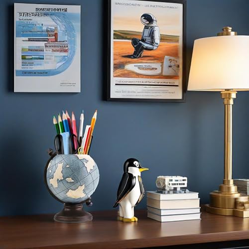MUAMAX Globe Pen Holder Desk Organizer Pencil Holder for Desk Pen Organizer and Storage Desk Organizer Accessories Pencil Holder Cup for School, Office, Home Decor - Image 5