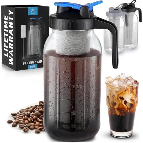 Cafeteira Zulay Premium Cold Brew – Frasco de vidro de 1,8 g com tampa à prova de vazamento e vidro