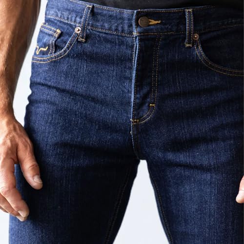 Kimes Ranch Men's Wayne Casual Western Cowboy Classic Mid Low Rise Slim Fit & Straight Leg Blue Denim Jeans4