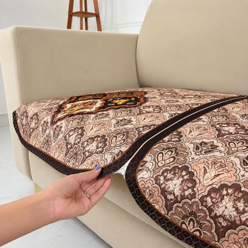 Image of Homerz Premium 'Maharaja Paradise Series' Sofa Cover | Net Fabric Sofa Cover | Washable, Anti-Dust Backed & Wrinkle Resistant Cover (Noor Mahal, 2 Seater, Only Seat Cover)