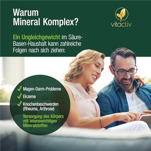VITACTIV Mineral Komplex - Markenrohstoff Aquamin, Marines Calcium & Magnesium (2:1) - Basische Mineralstoffe & Spurenelemente mit Zink für Säure-Basen-Stoffwechsel - Vegan, Hochdosiert, 120 Kapseln
