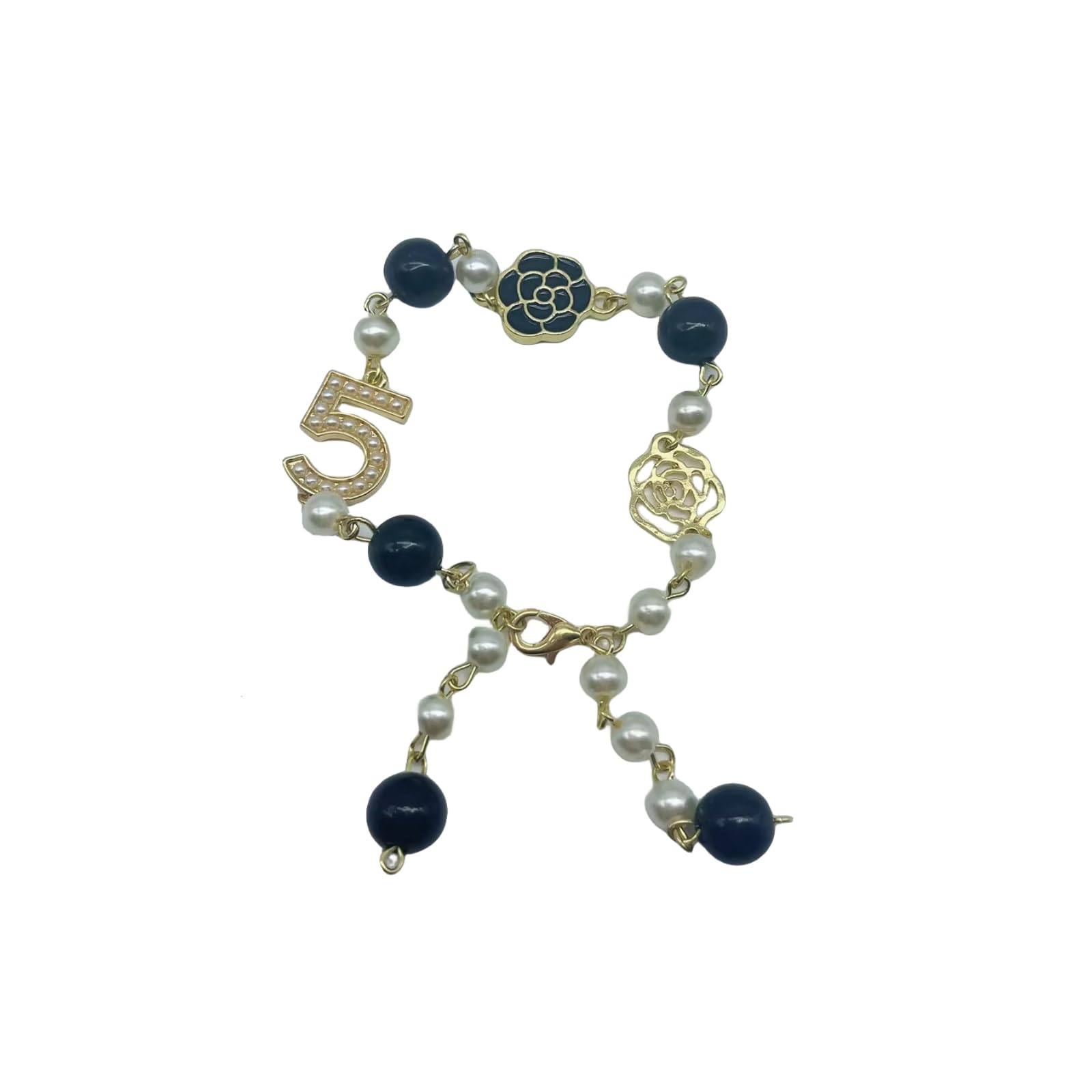 CareUToo Fashion Pearl Camellia Ladies Bracelet 5 Vintage Bracelet Luxury Jewellery Gifts, white