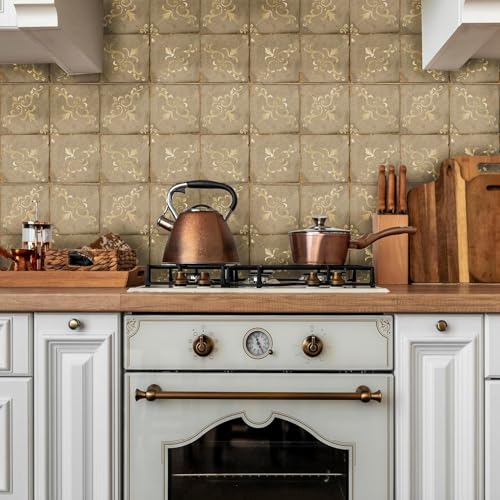Image of 40 PC Pack (6 X 6) Thin Art Artistic Bohemian Peel and Stick Wall Sticky Backsplash Vinyl Waterproof Removable Tile Sticker Decals for Bathroom & Kitchen, (A, 6X6)