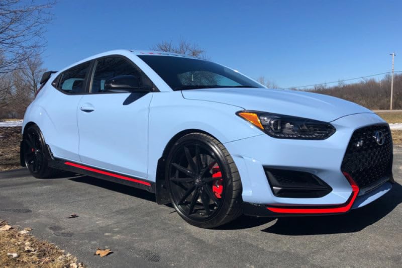 Image of FASTMODZ Rally Armor MF57-UR-BLK /RD Compatible with 2019+ Hyundai Veloster N UR Black Mud Flap w /Red Logo
