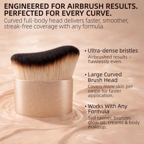 Self Tanner Brush – Extra Large Kabuki Tan Brush for Self Tanning Mousse, Cream, Lotion, Powder & Body Makeup | Streak-Free, Vegan & Cruelty-Free Applicator for Legs, Arms, Back, Chest & Face — view 5
