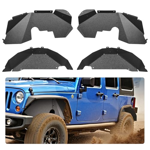 VEVOR Inner Fender Liner Front & Rear Fender Liner Compatible with 2007-2018 Jeeps JK/JKU 2/4 Doors Steel Mud Guards Bolt-on Style Fenders Flare Wheel Well Cover Fenders Flare Liners Black