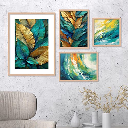 Image of kotart Aesthetic Modern Wall Decor Paintings with Frame for Home Decoration - Painting for Living Room Bedroom - Painting for Wall Decoration (14 x 18 inch) Set of 4 (Classic Wall Painting, 9)